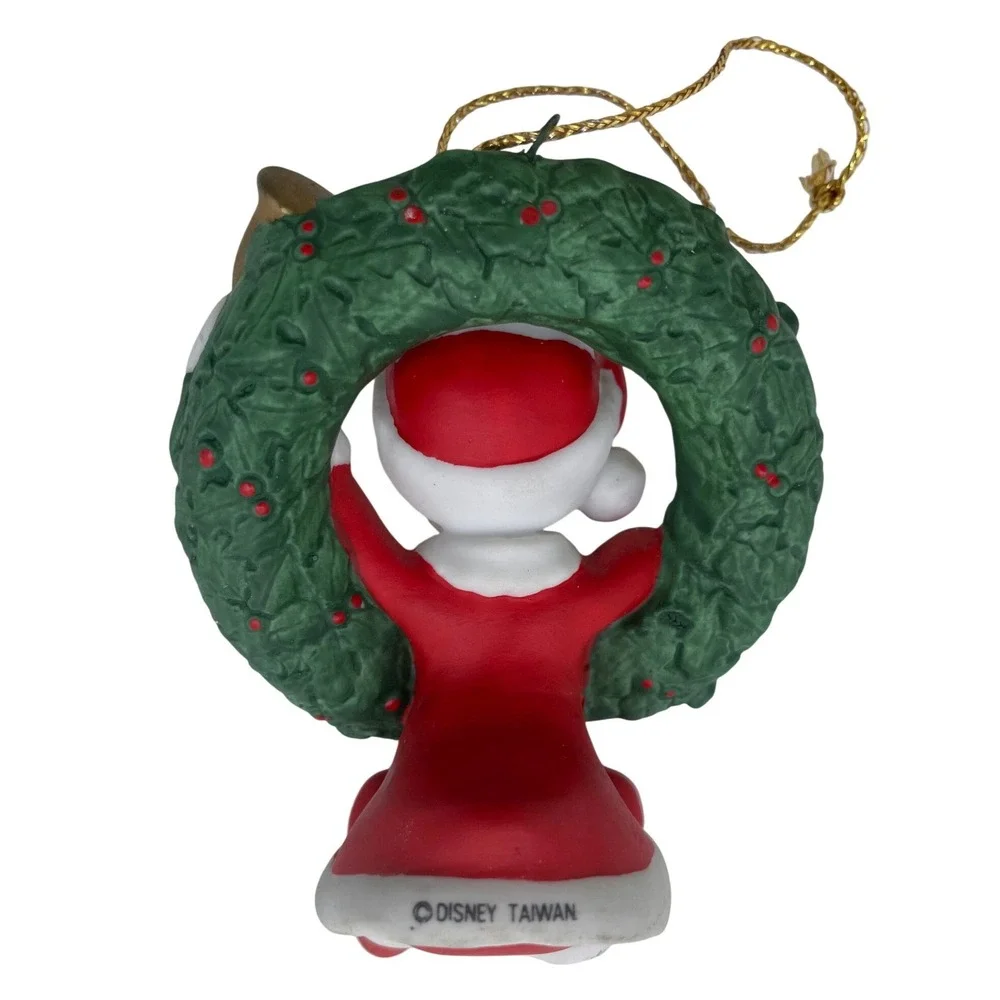 Vintage Disney Daisy Duck 1993 Christmas Ornament Santa Suit‎ Wreath Bell Taiwan